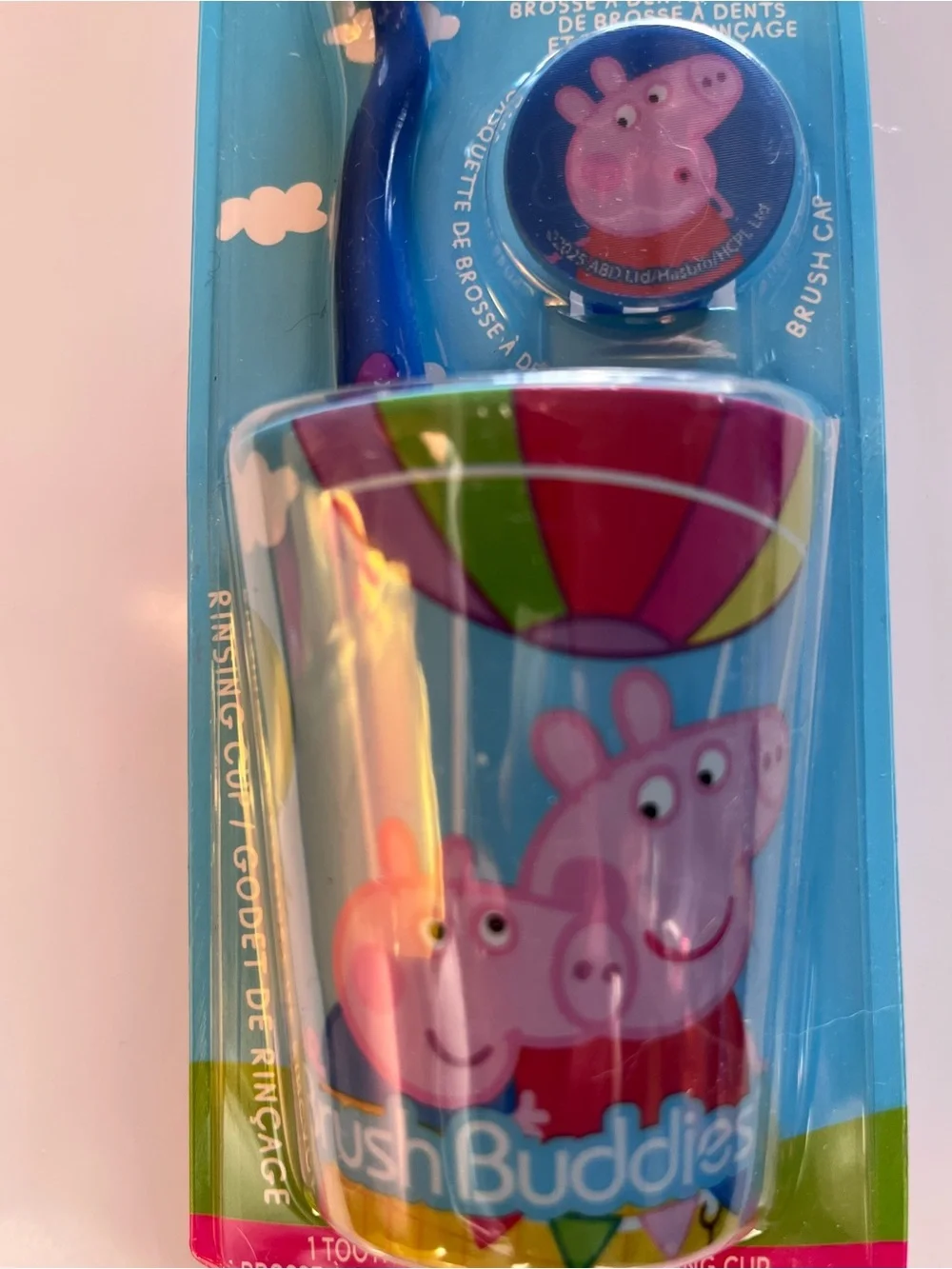 Brush Buddies Peppa Pig Kids Toothbrush Set - Soft Brush, Cover, and Cup